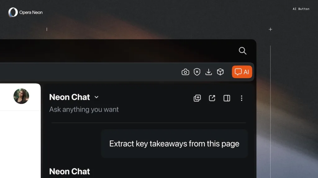 Opera Neon : Le nouveau navigateur IA qui agit vraiment à votre place, la fin de la navigation manuelle ? 39 Opera Neon AI Button