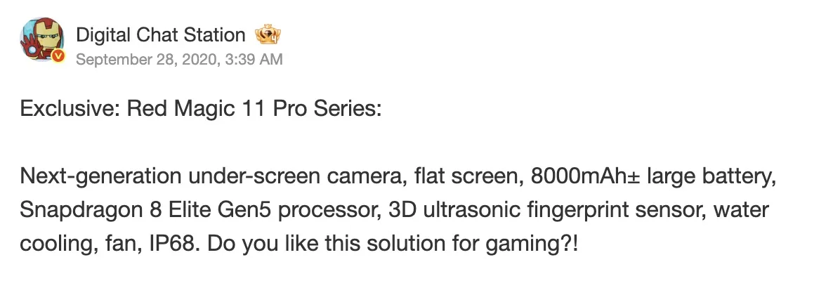 The Red Magic 11 Pro will launch on October 17 with the Snapdragon 8 Elite Gen 5 50 Screen 2025 09 29 at 12.15.32