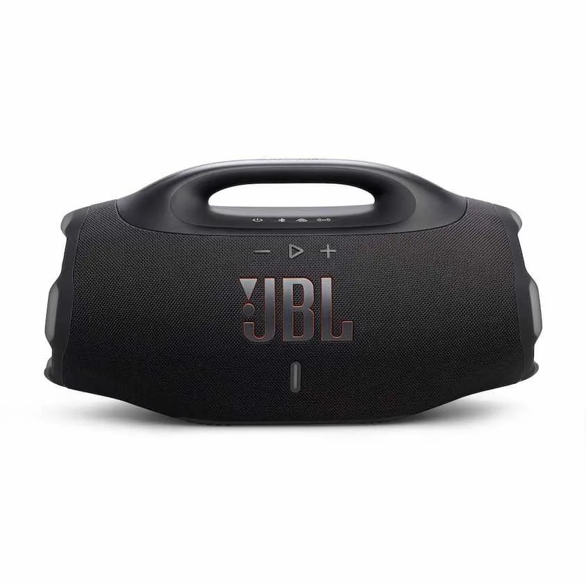 a black jbl boombox 4 on a white