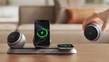 Aukey MagFusion Ark : station de charge modulaire Qi2.2 avec batteries sphériques