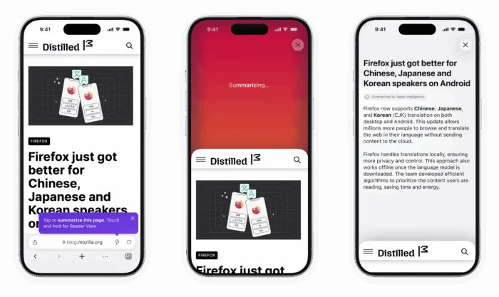 Firefox lance Shake to Summarize : secouez votre iPhone pour résumer une page web