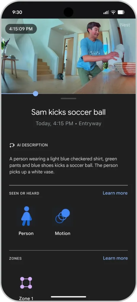 Google Home 4.0 : une refonte totale de l’app, plus rapide et boostée à Gemini 59 Copy of Gemini for Home camera features 03 ai description