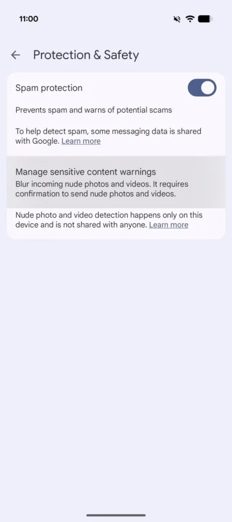 Google Messages Sensitive Conten