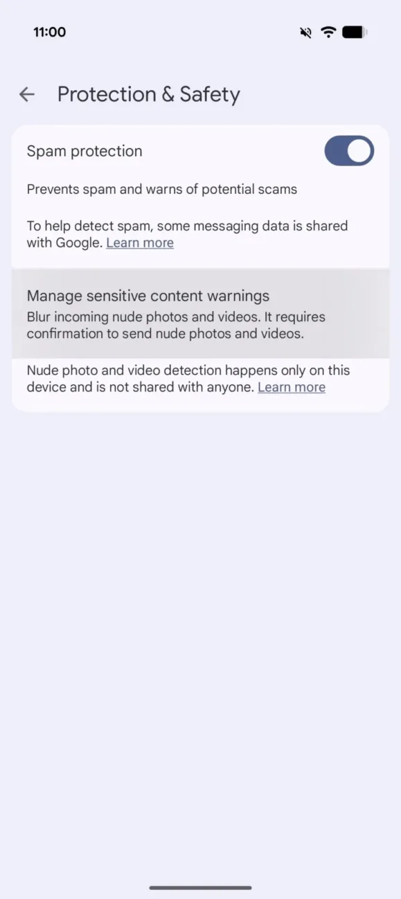 Google Messages Sensitive Conten
