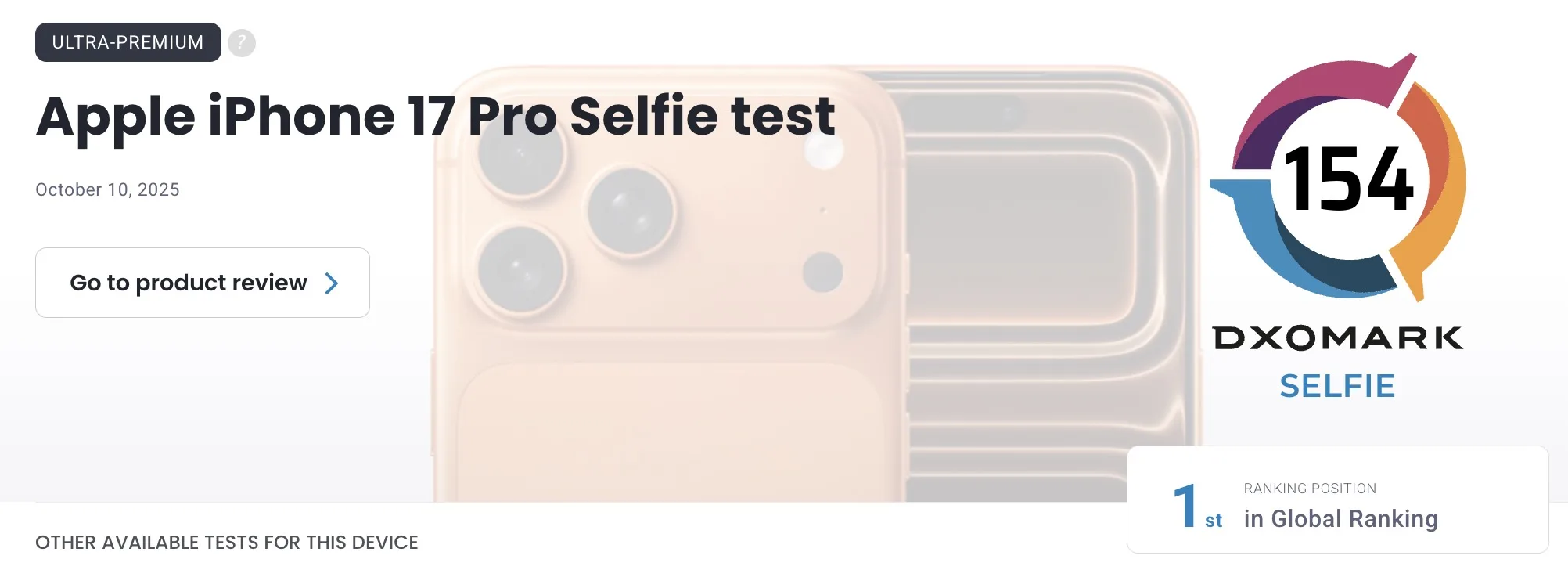 iPhone 17 Pro : Apple reprend la couronne du meilleur smartphone pour les selfies, selon DxOMark 49 iPhone 17 Pro : Apple reprend la couronne du meilleur smartphone pour les selfies, selon DxOMark