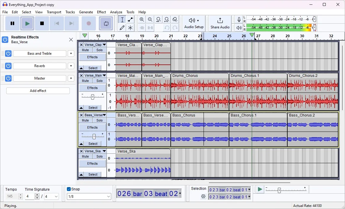 audacity 34 vue musique