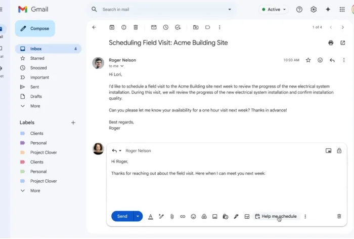 Gmail : Google lance « Help Me Schedule », une IA Gemini qui planifie automatiquement vos réunions