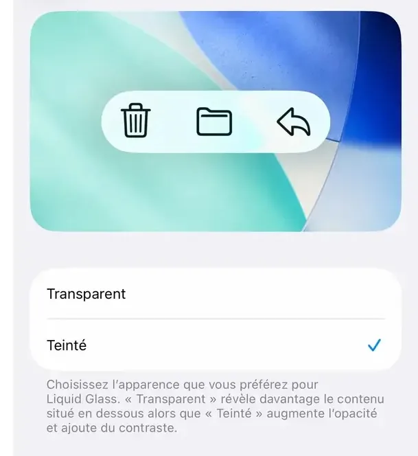 iOS 26.1 liquid glass copy