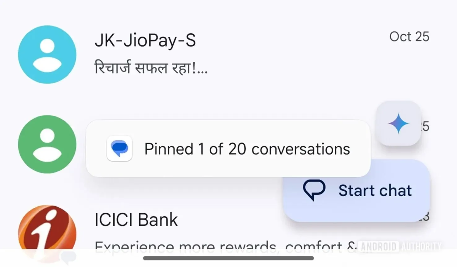 Google Messages 20 Pinned Conversations