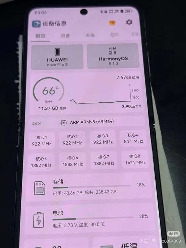Huawei Nova Flip S chip