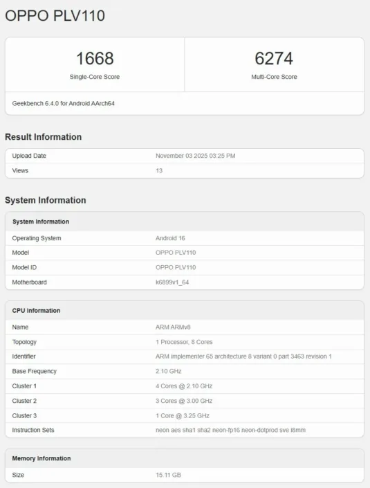 Oppo-Reno-15-series-phone-Geekbench Oppo Reno 15 series phone Geekbench