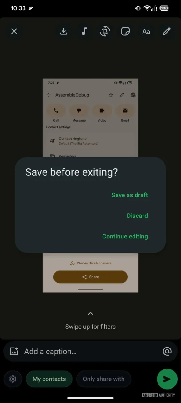 WhatsApp Save status as draft 1