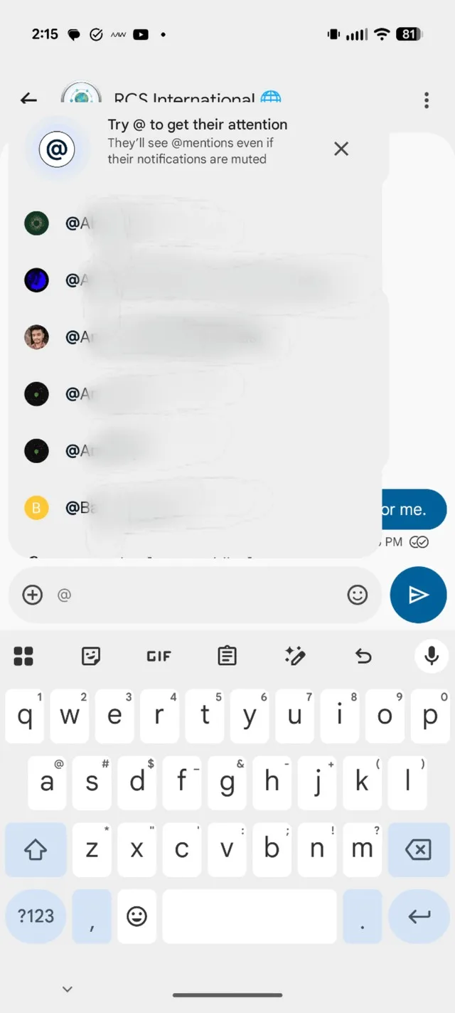 Google Messages : les @mentions arrivent enfin dans les groupes RCS 50 in google messages v0 w7dav2tb4y