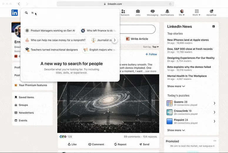LinkedIn launches people search by AI description LinkedIn AI people search gif
