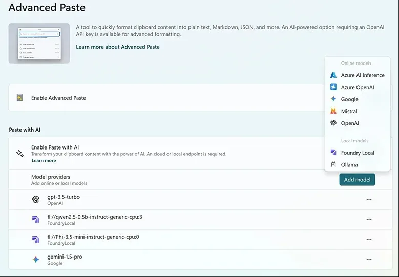 PowerToys 0.96: The Clipboard Becomes an AI Text Processing Hub Updated settings
