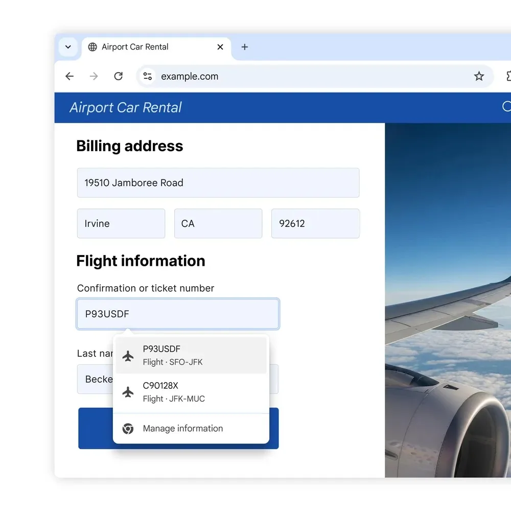 L'autocomplétion de Chrome remplit vos informations de voyage et vos adresses complexes 50 Chrome Flight Info Integration f