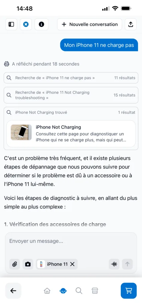 FR ios app fixbot chat