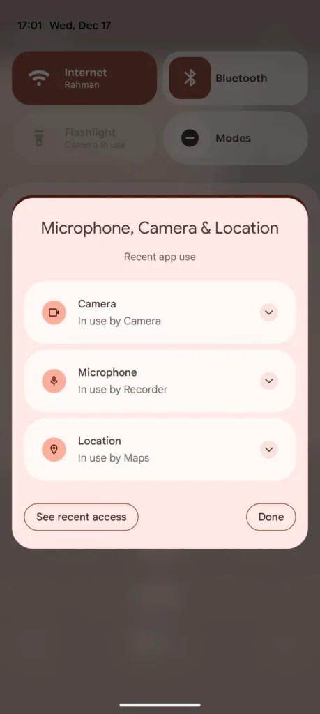 Android 16 renforce la transparence : Google introduit un nouvel indicateur de localisation en temps réel 52 New combined privacy dialog in Android 1000w 2231h.png