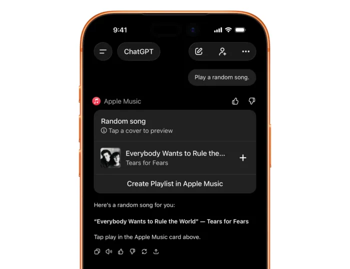 Apple Music s’intègre à ChatGPT : playlists, recommandations et extraits audio via l’IA