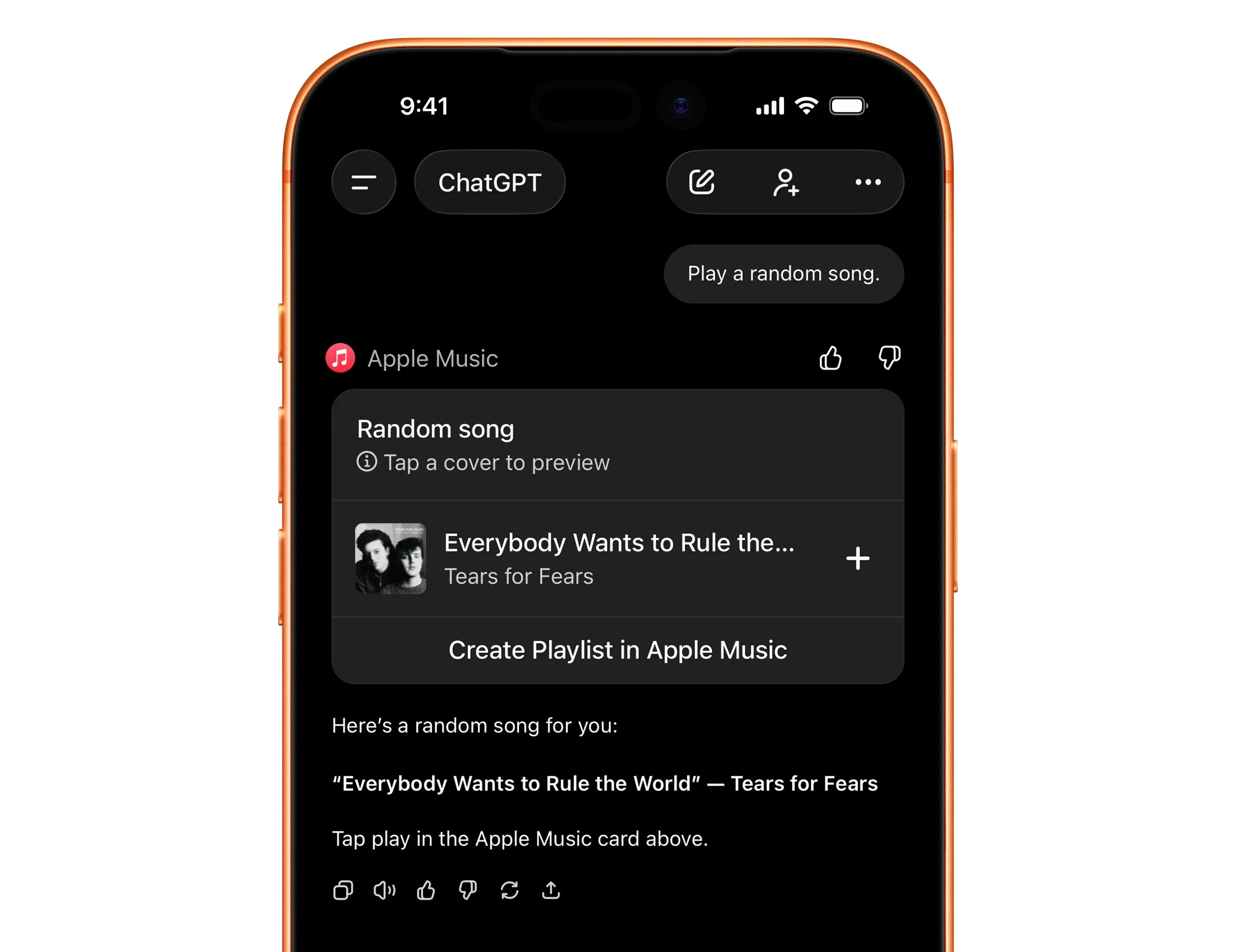 Apple Music s’intègre à ChatGPT : playlists, recommandations et extraits audio via l’IA 49 Apple Music s’intègre à ChatGPT : playlists, recommandations et extraits audio via l’IA
