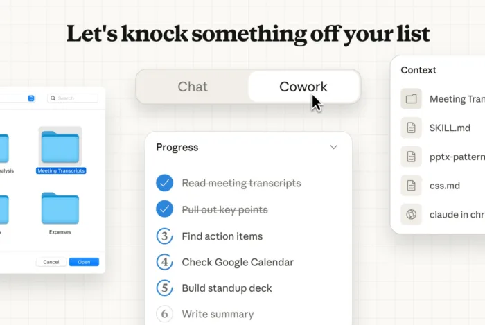 Cowork : Anthropic lance un agent IA sur Mac pour manipuler vos fichiers, sans passer par Claude Code