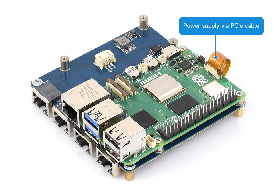 Raspberry Pi 5 : Waveshare lance une carte d'extension avec 4 ports Ethernet 2,5 GbE 59 PCIE TO 4 CH Gigabit ETH Board B details 7