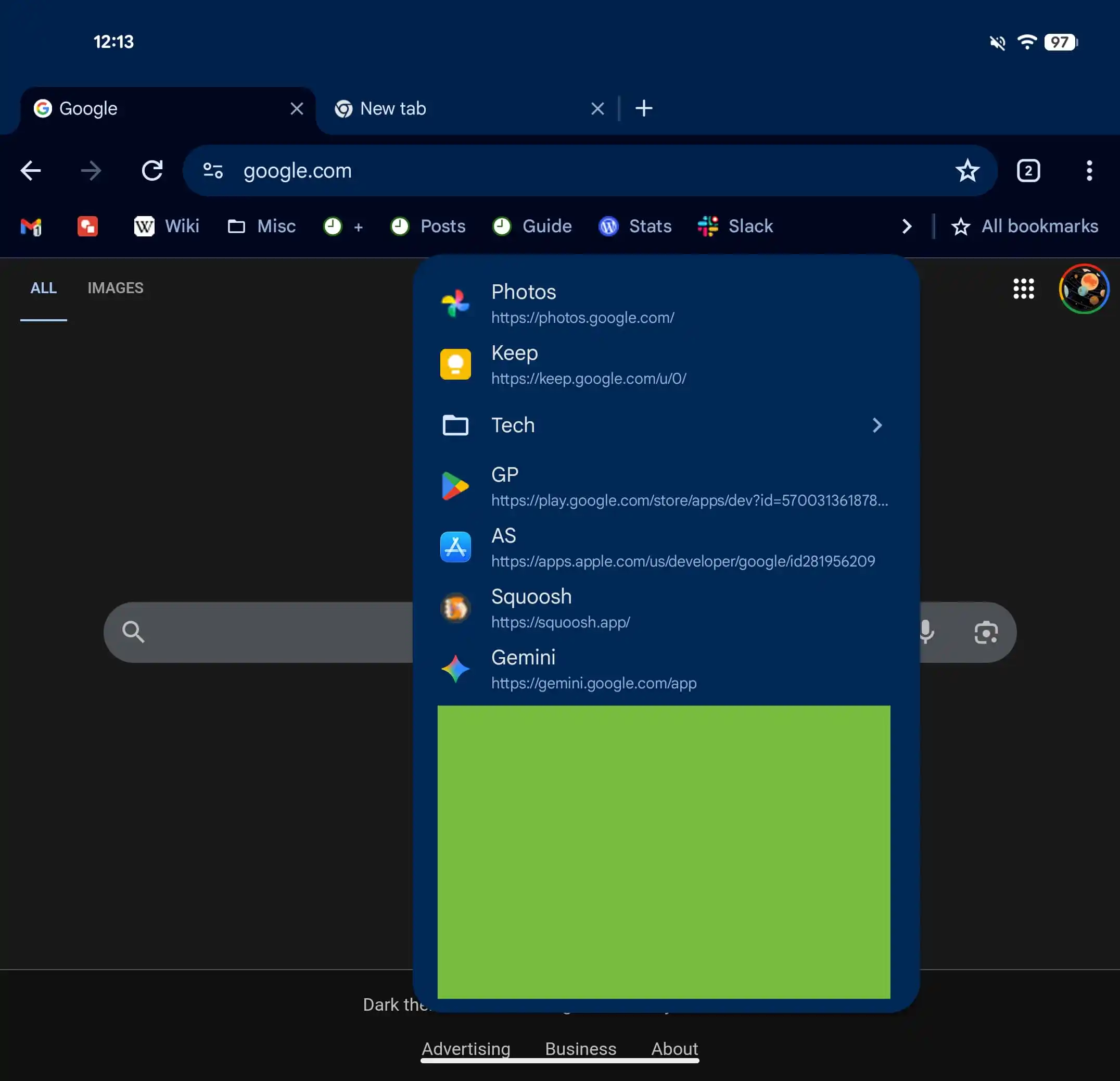 Chrome bookmarks bar 2
