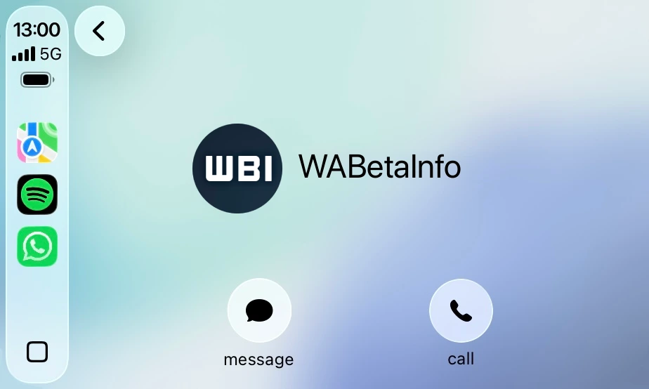 WA CONTACT INFO SCREEN CAR PLAY IOS