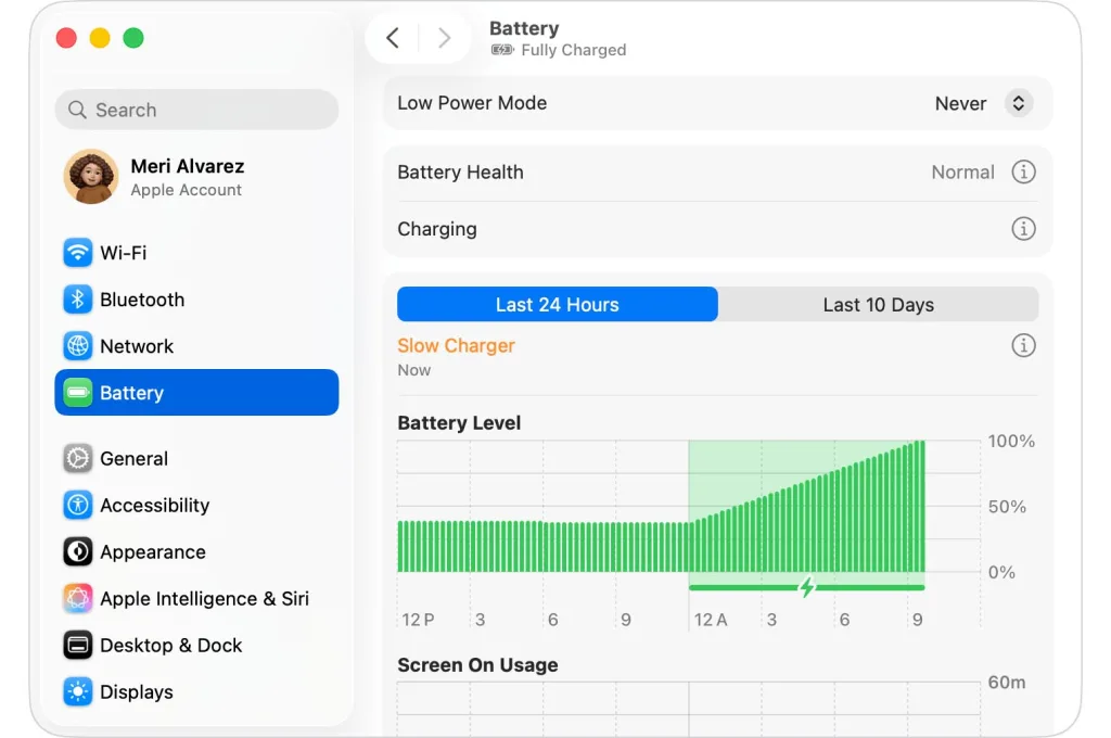 macos 26 4 slow charger