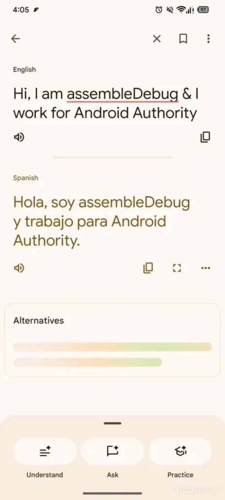 Google Traduction : Le nouveau mode « Entrainement » veut corriger votre accent grâce à l'IA 51 tranlate pronounce practice 1 486w 1080h.jpg