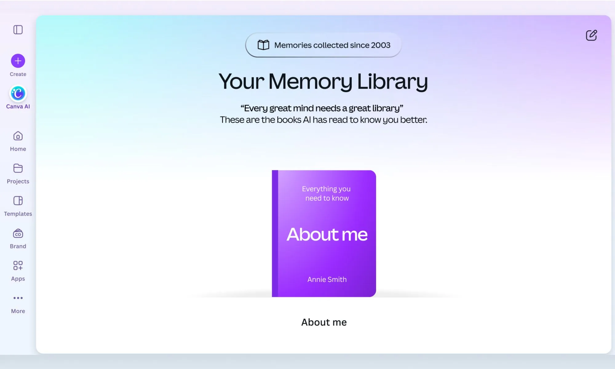 Canva AI 2.0 Living Memory