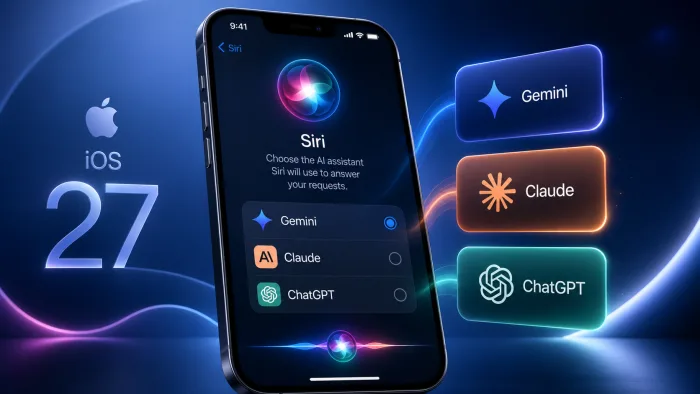 iOS 27 : Apple pourrait laisser choisir Gemini, Claude ou ChatGPT pour Siri