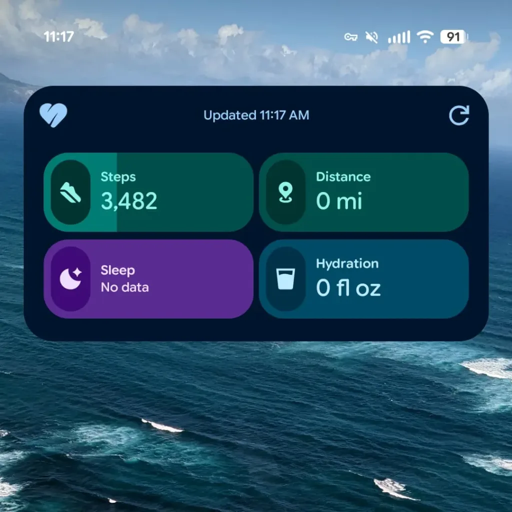 Google Health 5.0 : le nouveau widget Android remplace l’ancien univers Fitbit 66 Google Health 5.0 widget 1