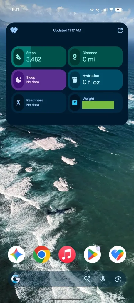 Google Health 5.0 : le nouveau widget Android remplace l’ancien univers Fitbit 65 Google Health 5.0 widget 2 1