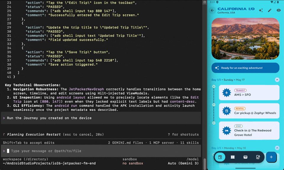 Google lance Android CLI 1.0 pour les agents IA comme Claude Code et Codex 58 android cli journey run