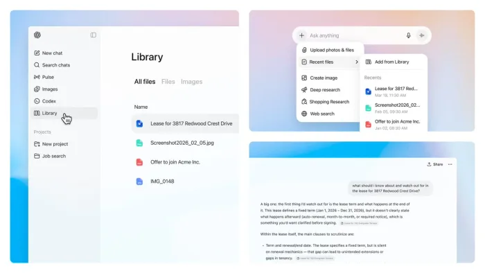 ChatGPT ajoute une bibliothèque de fichiers persistante et devient progressivement un véritable espace de travail IA