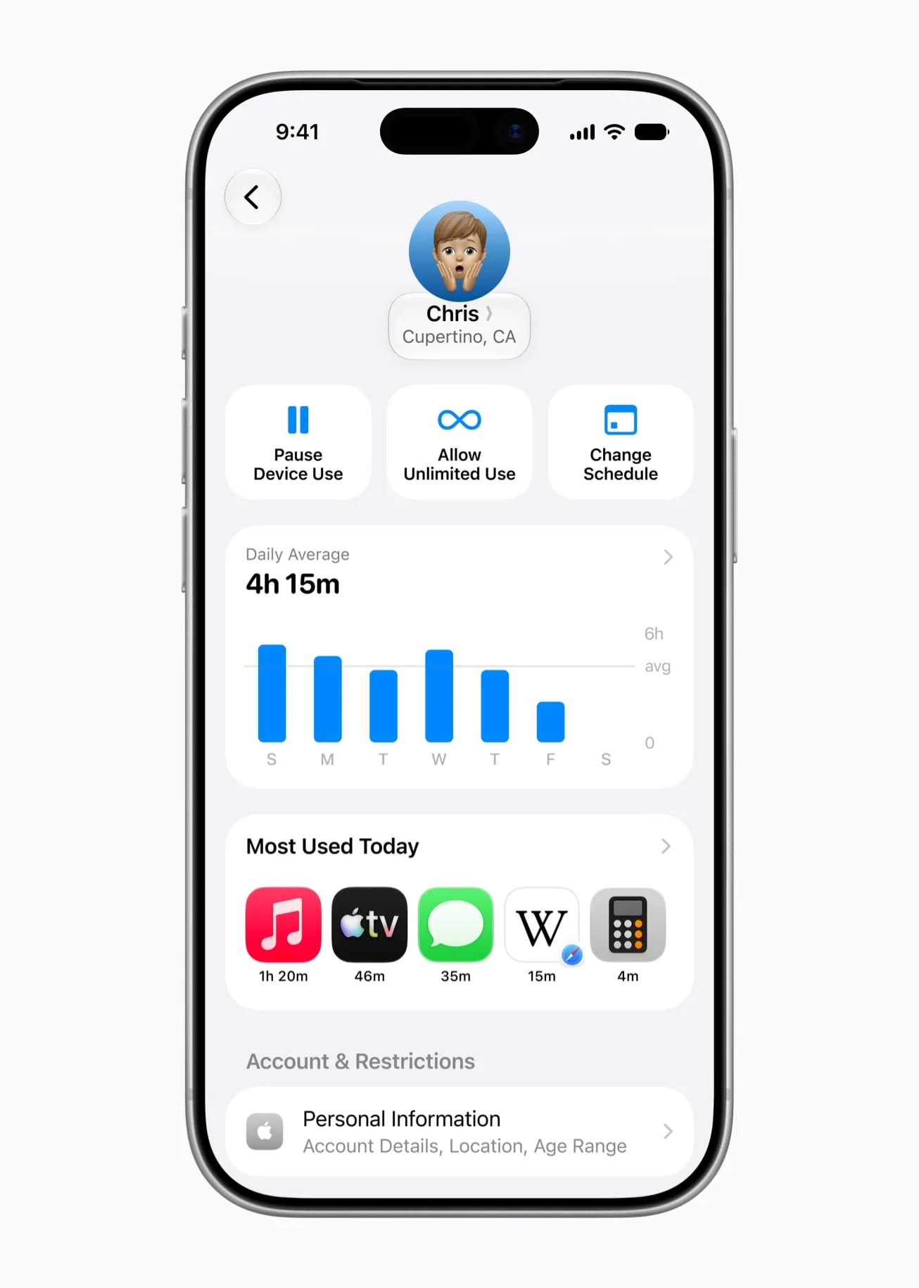 iOS 27 : Apple renforce le contrôle parental avec de nouveaux outils de sécurité pour les enfants 58 Apple child account Screen Time dashboard