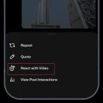 React with Video option in X