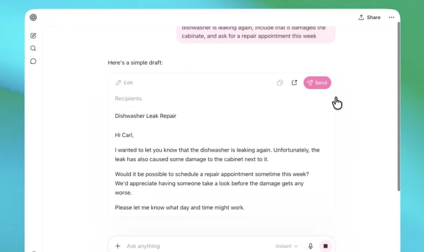 ChatGPT permet désormais d’envoyer des emails directement depuis le web 57 ChatGPT permet désormais d’envoyer des emails directement depuis le web