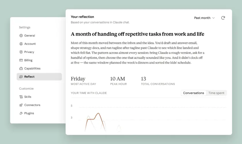 Anthropic lance « Reflect » : Claude analyse désormais votre manière d’utiliser l’intelligence artificielle 58 Anthropic lance « Reflect » : Claude analyse désormais votre manière d’utiliser l’intelligence artificielle