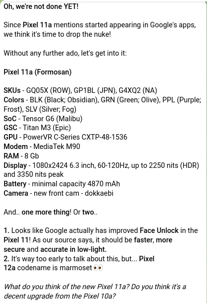 Pixel 11a : une fuite dévoile une fiche technique prometteuse pour le futur smartphone abordable de Google 58 628ff5fb 5994 474c a2ff 209608bd4cda