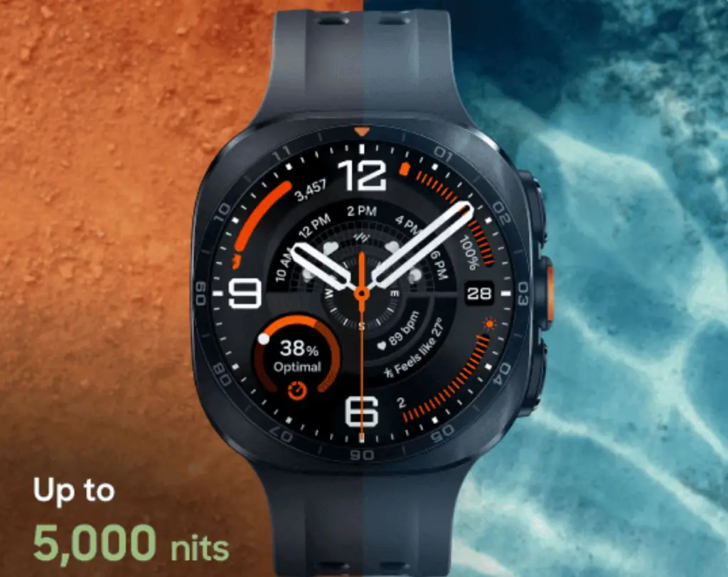 Galaxy Watch Ultra 2 : les images officielles en fuite dévoilent batterie de 800 mAh, Snapdragon Wear Elite et écran 5 000 nits 49 Galaxy Watch Ultra 2 leaked marketing image brightness