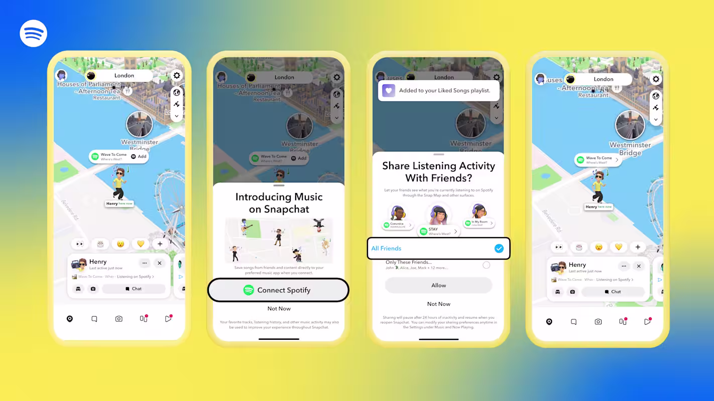 Snapchat intègre Spotify à Snap Map avec « Now Playing », une nouvelle façon de partager sa musique
