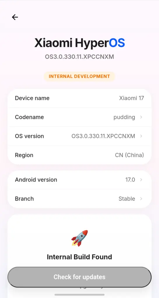 Xiaomi 17 HyperOS 3.3 update