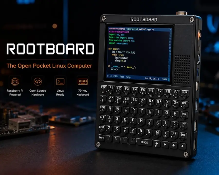 RootBoard : un mini ordinateur de poche compatible Raspberry Pi Zero débarque sur Kickstarter 55 RootBoard : un mini ordinateur de poche compatible Raspberry Pi Zero débarque sur Kickstarter