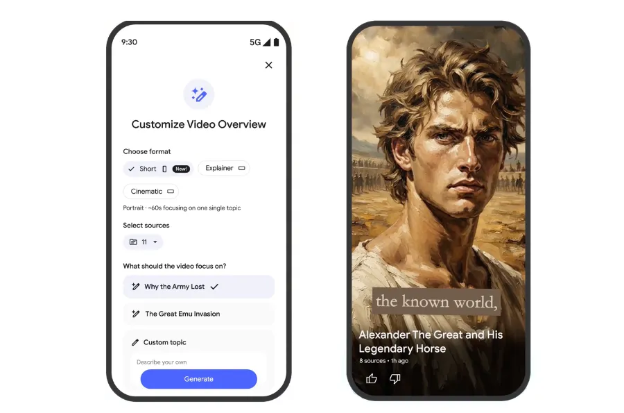 Google ajoute des vidéos courtes à NotebookLM pour résumer vos documents en 60 secondes 55 Google ajoute des vidéos courtes à NotebookLM pour résumer vos documents en 60 secondes