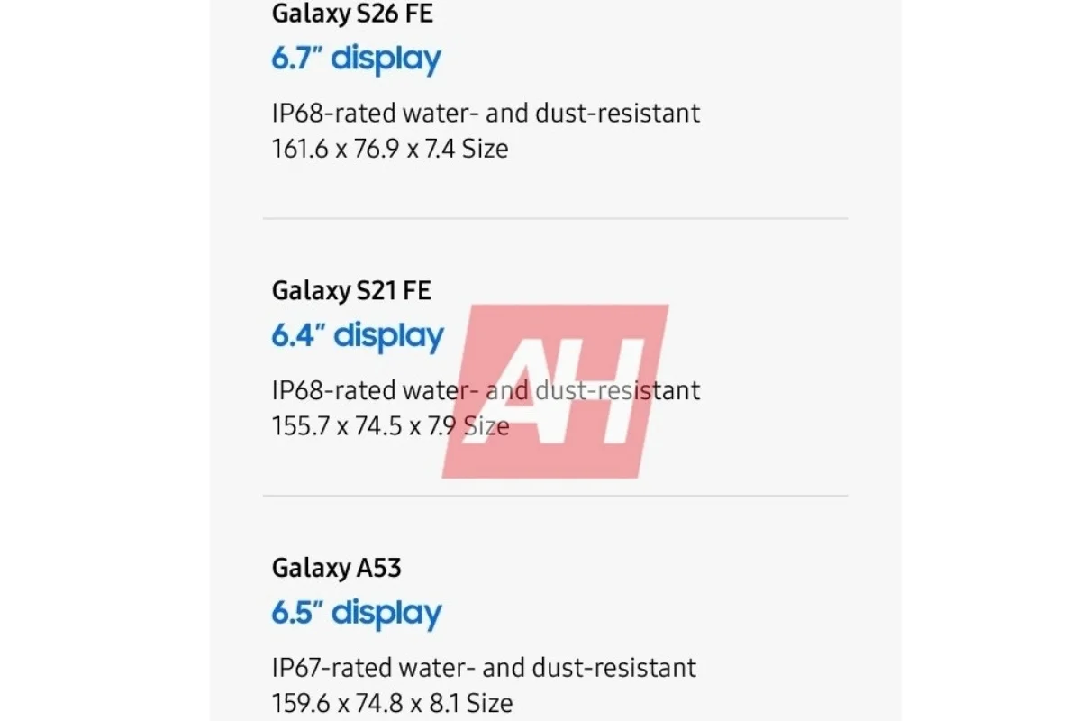 Galaxy S26 FE : sa fiche technique fuite et ressemble beaucoup au Galaxy S25 FE 61 Galaxy S26 FE leak 2
