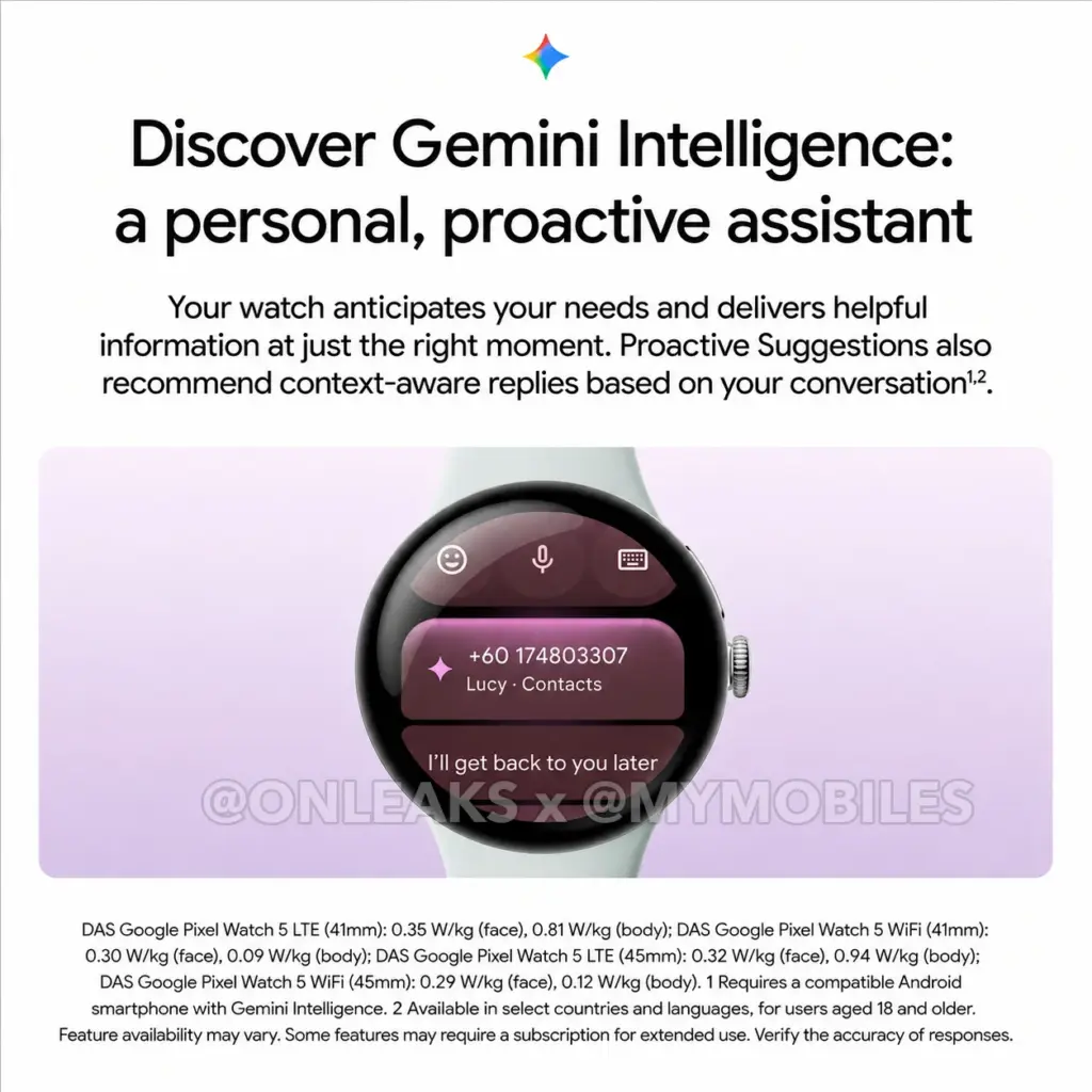 Pixel Watch 5 : Google miserait davantage sur Gemini que sur le matériel 52 mymobiles.com google pixel watch 5 gemini proactive suggestions