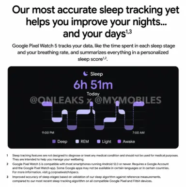 mymobiles.com google pixel watch 5 sleep tracking