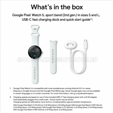 mymobiles.com google pixel watch 5 whats in the box